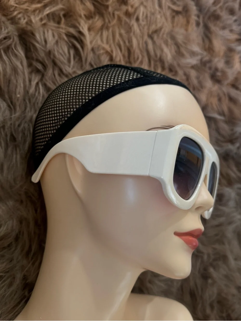 Futuristic sunglasses cream white